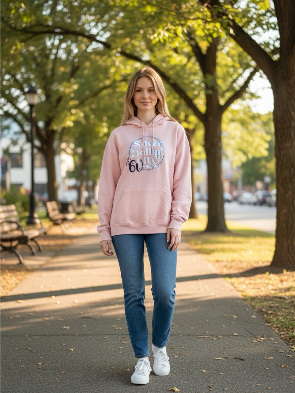 Jerzees Pink Graphic Pullover Hoodie